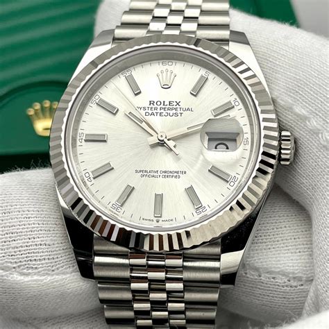 rolex 41mm silver dial|Rolex datejust 41 with diamonds.